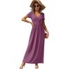 image:imageGRECERELLE Womens Summer Long Maxi Dresses 2026 Short Sleeve V Neck Casual Button Dress with PocketsRed Gray