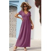 image:imageGRECERELLE Womens Summer Long Maxi Dresses 2026 Short Sleeve V Neck Casual Button Dress with PocketsRed Gray