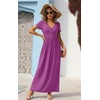 image:imageGRECERELLE Womens Summer Long Maxi Dresses 2026 Short Sleeve V Neck Casual Button Dress with PocketsRose Purple