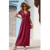 image:imageGRECERELLE Womens Summer Long Maxi Dresses 2026 Short Sleeve V Neck Casual Button Dress with PocketsWine Red