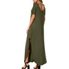 image:imageGRECERELLE Womens Summer Maxi Dress Casual Loose V Neck Short Sleeve Side Split Long Dresses with Functional PocketsArmy Green