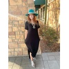 image:imageGRECERELLE Womens Summer Maxi Dress Casual Loose V Neck Short Sleeve Side Split Long Dresses with Functional PocketsBlack