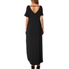 image:imageGRECERELLE Womens Summer Maxi Dress Casual Loose V Neck Short Sleeve Side Split Long Dresses with Functional PocketsBlack