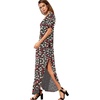 image:imageGRECERELLE Womens Summer Maxi Dress Casual Loose V Neck Short Sleeve Side Split Long Dresses with Functional PocketsBlack Daffodil
