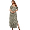 image:imageGRECERELLE Womens Summer Maxi Dress Casual Loose V Neck Short Sleeve Side Split Long Dresses with Functional PocketsBlack Yellow