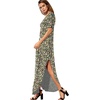 image:imageGRECERELLE Womens Summer Maxi Dress Casual Loose V Neck Short Sleeve Side Split Long Dresses with Functional PocketsBlack Yellow