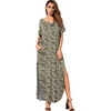 image:imageGRECERELLE Womens Summer Maxi Dress Casual Loose V Neck Short Sleeve Side Split Long Dresses with Functional PocketsBlack Yellow