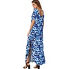 image:imageGRECERELLE Womens Summer Maxi Dress Casual Loose V Neck Short Sleeve Side Split Long Dresses with Functional PocketsBlue Ink White