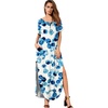 image:imageGRECERELLE Womens Summer Maxi Dress Casual Loose V Neck Short Sleeve Side Split Long Dresses with Functional PocketsBubble Blue