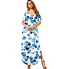image:imageGRECERELLE Womens Summer Maxi Dress Casual Loose V Neck Short Sleeve Side Split Long Dresses with Functional PocketsBubble Blue