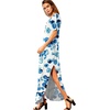 image:imageGRECERELLE Womens Summer Maxi Dress Casual Loose V Neck Short Sleeve Side Split Long Dresses with Functional PocketsBubble Blue