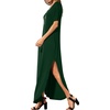 image:imageGRECERELLE Womens Summer Maxi Dress Casual Loose V Neck Short Sleeve Side Split Long Dresses with Functional PocketsDark Green