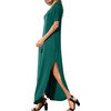 image:imageGRECERELLE Womens Summer Maxi Dress Casual Loose V Neck Short Sleeve Side Split Long Dresses with Functional PocketsEmerald Blue