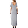 image:imageGRECERELLE Womens Summer Maxi Dress Casual Loose V Neck Short Sleeve Side Split Long Dresses with Functional PocketsGray