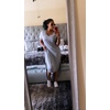 image:imageGRECERELLE Womens Summer Maxi Dress Casual Loose V Neck Short Sleeve Side Split Long Dresses with Functional PocketsGray