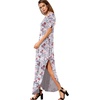 image:imageGRECERELLE Womens Summer Maxi Dress Casual Loose V Neck Short Sleeve Side Split Long Dresses with Functional PocketsGray Azalea