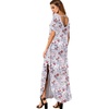 image:imageGRECERELLE Womens Summer Maxi Dress Casual Loose V Neck Short Sleeve Side Split Long Dresses with Functional PocketsGray Azalea