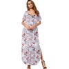image:imageGRECERELLE Womens Summer Maxi Dress Casual Loose V Neck Short Sleeve Side Split Long Dresses with Functional PocketsGray Azalea