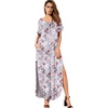 image:imageGRECERELLE Womens Summer Maxi Dress Casual Loose V Neck Short Sleeve Side Split Long Dresses with Functional PocketsGray Azalea