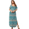 image:imageGRECERELLE Womens Summer Maxi Dress Casual Loose V Neck Short Sleeve Side Split Long Dresses with Functional PocketsGreen Khaki