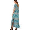 image:imageGRECERELLE Womens Summer Maxi Dress Casual Loose V Neck Short Sleeve Side Split Long Dresses with Functional PocketsGreen Khaki