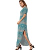 image:imageGRECERELLE Womens Summer Maxi Dress Casual Loose V Neck Short Sleeve Side Split Long Dresses with Functional PocketsGreen Khaki