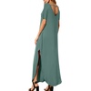 image:imageGRECERELLE Womens Summer Maxi Dress Casual Loose V Neck Short Sleeve Side Split Long Dresses with Functional PocketsHaze Blue