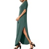 image:imageGRECERELLE Womens Summer Maxi Dress Casual Loose V Neck Short Sleeve Side Split Long Dresses with Functional PocketsHaze Blue