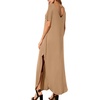 image:imageGRECERELLE Womens Summer Maxi Dress Casual Loose V Neck Short Sleeve Side Split Long Dresses with Functional PocketsKhaki