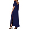 image:imageGRECERELLE Womens Summer Maxi Dress Casual Loose V Neck Short Sleeve Side Split Long Dresses with Functional PocketsNavy Blue