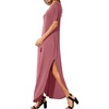 image:imageGRECERELLE Womens Summer Maxi Dress Casual Loose V Neck Short Sleeve Side Split Long Dresses with Functional PocketsPink