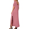 image:imageGRECERELLE Womens Summer Maxi Dress Casual Loose V Neck Short Sleeve Side Split Long Dresses with Functional PocketsPink