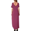 image:imageGRECERELLE Womens Summer Maxi Dress Casual Loose V Neck Short Sleeve Side Split Long Dresses with Functional PocketsRed Gray