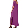 image:imageGRECERELLE Womens Summer Maxi Dress Casual Loose V Neck Short Sleeve Side Split Long Dresses with Functional PocketsRose Purple