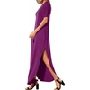image:imageGRECERELLE Womens Summer Maxi Dress Casual Loose V Neck Short Sleeve Side Split Long Dresses with Functional PocketsRose Purple
