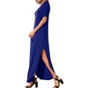 image:imageGRECERELLE Womens Summer Maxi Dress Casual Loose V Neck Short Sleeve Side Split Long Dresses with Functional PocketsRoyal Blue