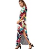 image:imageGRECERELLE Womens Summer Maxi Dress Casual Loose V Neck Short Sleeve Side Split Long Dresses with Functional PocketsWhite Ink Red