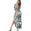 image:imageGRECERELLE Womens Summer Maxi Dress Casual Loose V Neck Short Sleeve Side Split Long Dresses with Functional PocketsWhite Monotherapy