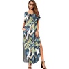 image:imageGRECERELLE Womens Summer Maxi Dress Casual Loose V Neck Short Sleeve Side Split Long Dresses with Functional PocketsWhite Monotherapy