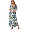 image:imageGRECERELLE Womens Summer Maxi Dress Casual Loose V Neck Short Sleeve Side Split Long Dresses with Functional PocketsWhite Monotherapy