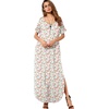 image:imageGRECERELLE Womens Summer Maxi Dress Casual Loose V Neck Short Sleeve Side Split Long Dresses with Functional PocketsWhite Pink Rose
