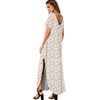 image:imageGRECERELLE Womens Summer Maxi Dress Casual Loose V Neck Short Sleeve Side Split Long Dresses with Functional PocketsWhite Pink Rose