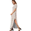 image:imageGRECERELLE Womens Summer Maxi Dress Casual Loose V Neck Short Sleeve Side Split Long Dresses with Functional PocketsWhite Pink Rose
