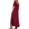 image:imageGRECERELLE Womens Summer Maxi Dress Casual Loose V Neck Short Sleeve Side Split Long Dresses with Functional PocketsWine Red