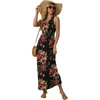 image:imageGRECERELLE Womens Summer Sleeveless Casual Long Tank Maxi Dress with Pockets XS3XLBrown Flower Black