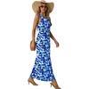 image:imageGRECERELLE Womens Summer Sleeveless Casual Long Tank Maxi Dress with Pockets XS3XLFloral Blue Ink White