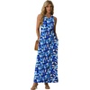 image:imageGRECERELLE Womens Summer Sleeveless Casual Long Tank Maxi Dress with Pockets XS3XLFloral Blue Ink White