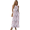 image:imageGRECERELLE Womens Summer Sleeveless Casual Long Tank Maxi Dress with Pockets XS3XLFloral Gray Azalea