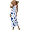 image:imageGRECERELLE Womens Summer Sleeveless Casual Long Tank Maxi Dress with Pockets XS3XLFloral White Ink Blue