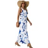 image:imageGRECERELLE Womens Summer Sleeveless Casual Long Tank Maxi Dress with Pockets XS3XLFloral White Ink Blue